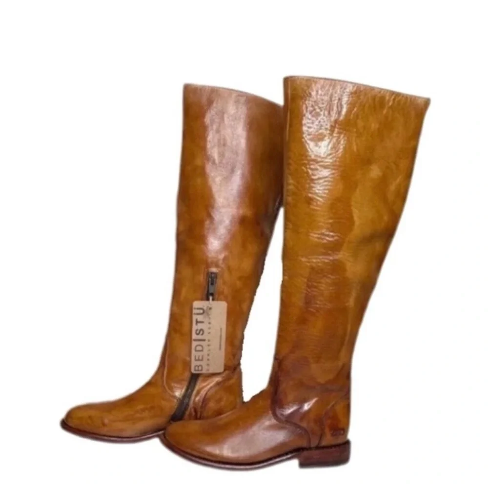 BED|STU NWT beautiful Tess Windsor Tan Glaze Distressed Tall Riding Boot - Picture 1 of 10